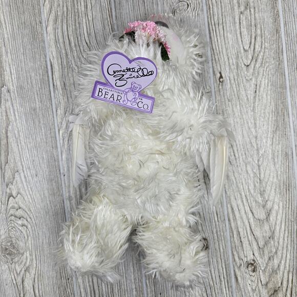 Annette Funicello Collectible Bear Co Angel Teddy White Plush Flowers Wings Tag - Picture 5 of 10